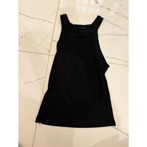 Cotton On Black Ribbed Square Neck Tank Top Womens XS Sleeveless Basic